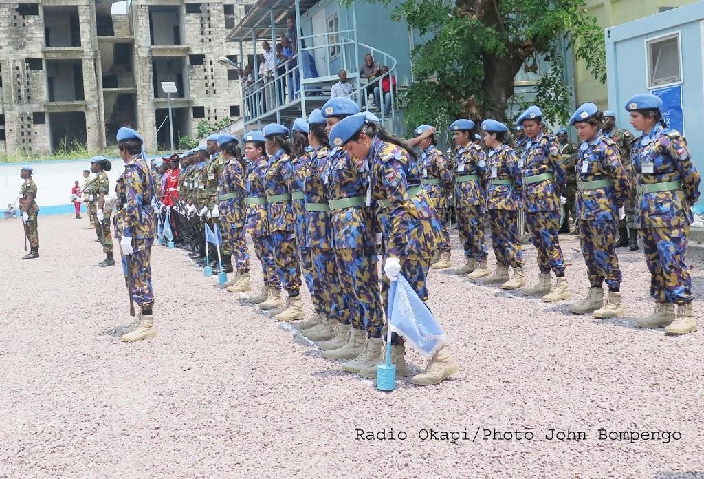 Des casques bleus lors de la célébration de la journée internationale de la paix à Kinshasa le 21/09/2017. Radio Okapi/Ph. John Bompengo