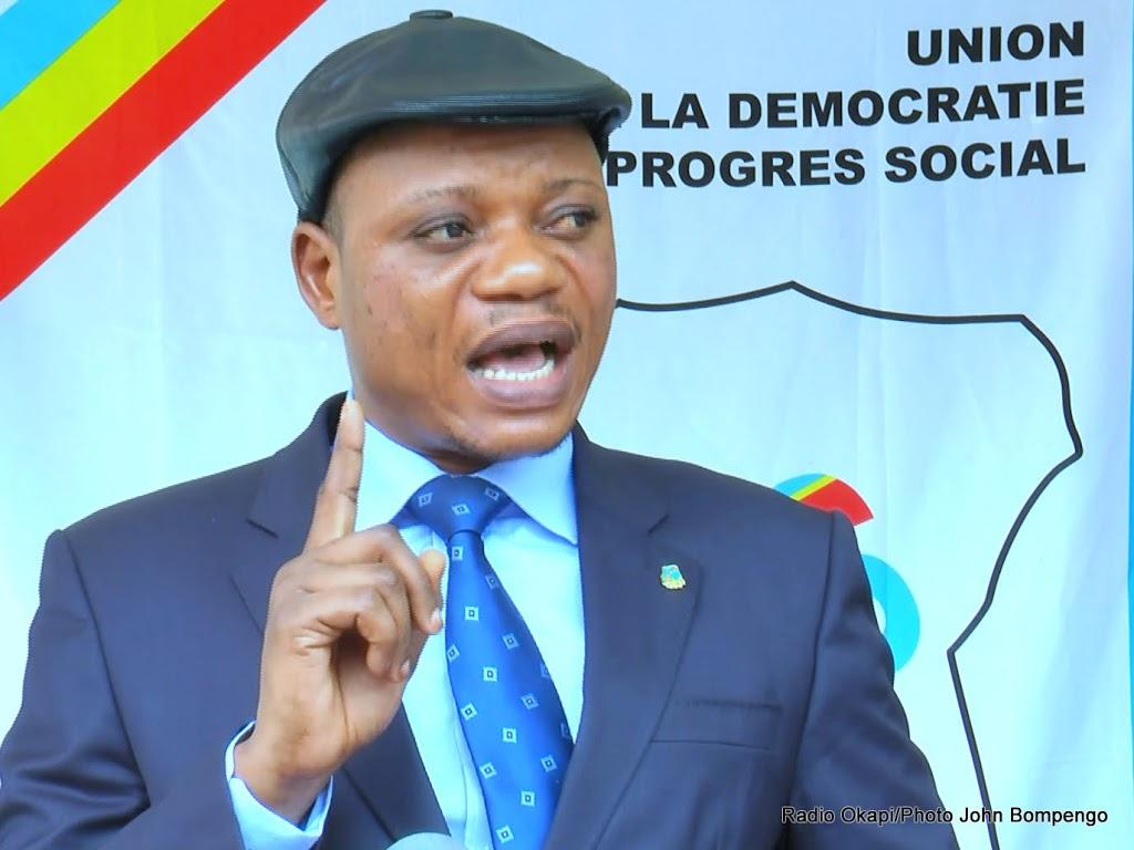 Jean Marc Kabund-a-Kabund, secrétaire General de l’UDPS lors d’un point de presse à Kinshasa ; le 18/10/2016. Radio Okapi/Ph. John Bompengo