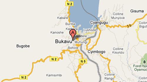 Carte de Bukavu au Sud-Kivu.