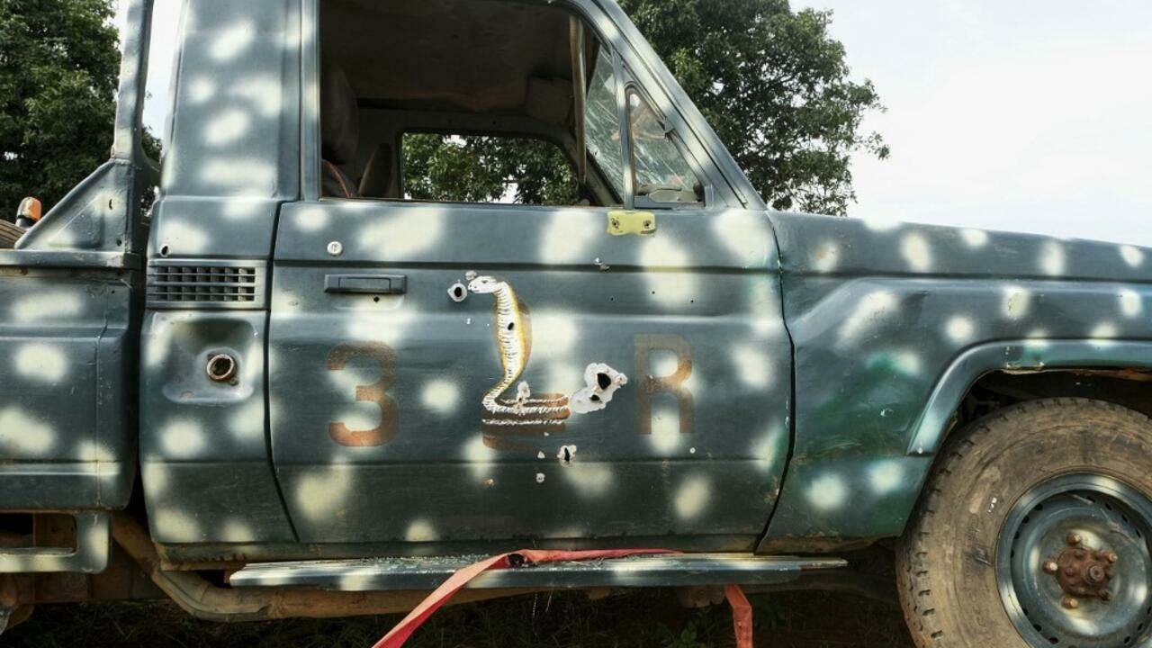 A vehicle captured from the 3R militia is seen in Bouar, Central African Republic, on September 25, 2020. – Since MINUSCA (United Nations Multidimensional Integrated Stabilization Mission in the Central African Republic) soldiers chased the 3R armed group from its bases in June 2020, the militia roam the north western bush, attacking civilians, soldiers and electoral officials trying to register voters for the upcoming presidential election in December 2020. (Photo by Camille Laffont / AFP)