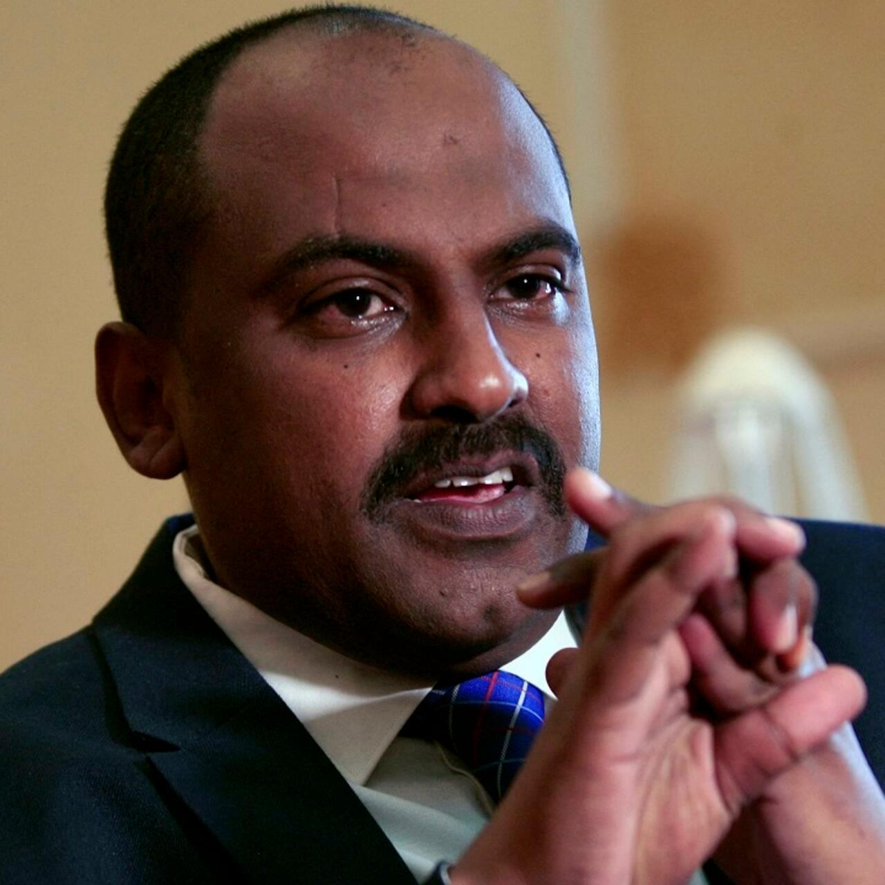 Sudan’s Sovereignty Council spokesman Mohamed al-Faki Suleiman speaks during an interview in the capital Khartoum on December 21, 2020. (Photo by Ebrahim HAMID / AFP)
