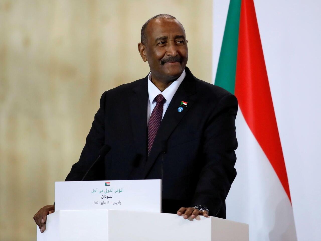 FILE PHOTO: Sudan’s Sovereign Council Chief General Abdel Fattah al-Burhan attends a news conference during the International Conference in support of Sudan at the Temporary Grand Palais in Paris, France, May 17, 2021. REUTERS/Sarah Meyssonnier/Pool/File Photo